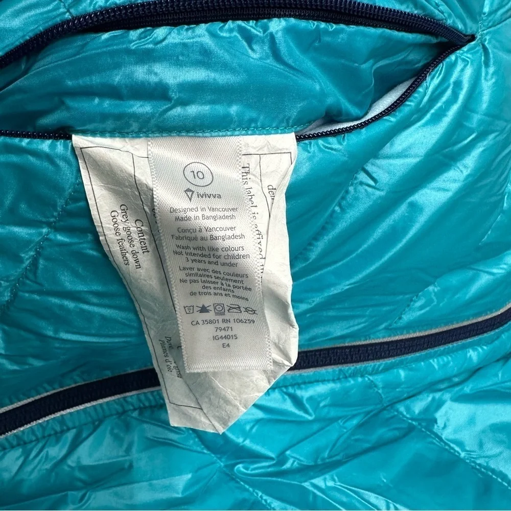 IVIVVA Turquoise Puffer Vest SIZE 10